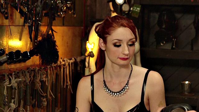 Ginger gimp student cocksucking dom in a masterclass