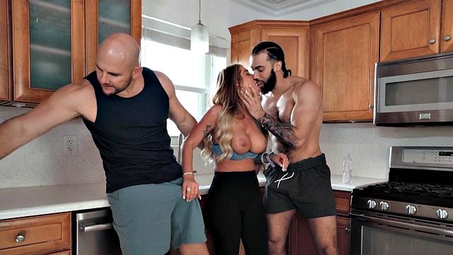 Amateur MILF with big booty and tattoos fucked in 3some