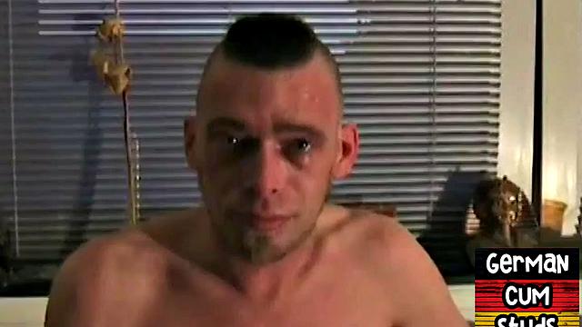 Masked German gay bareback in 3some while sucking cock