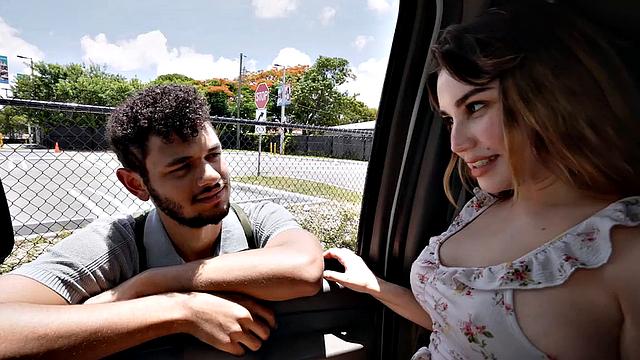 Str8 amateur stud picked up for gay sex in public outdoor van