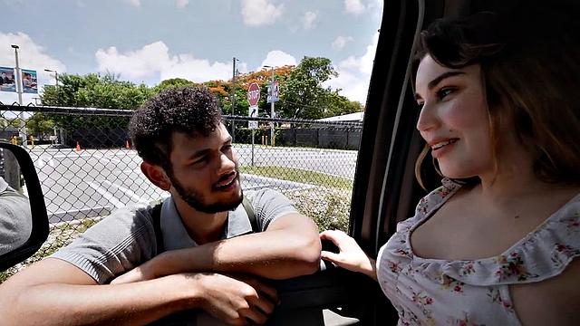 Str8 amateur stud picked up for gay sex in public outdoor van