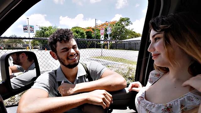 Str8 amateur stud picked up for gay sex in public outdoor van