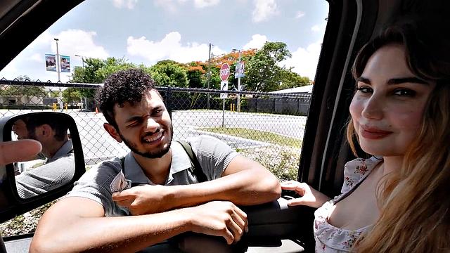 Str8 amateur stud picked up for gay sex in public outdoor van