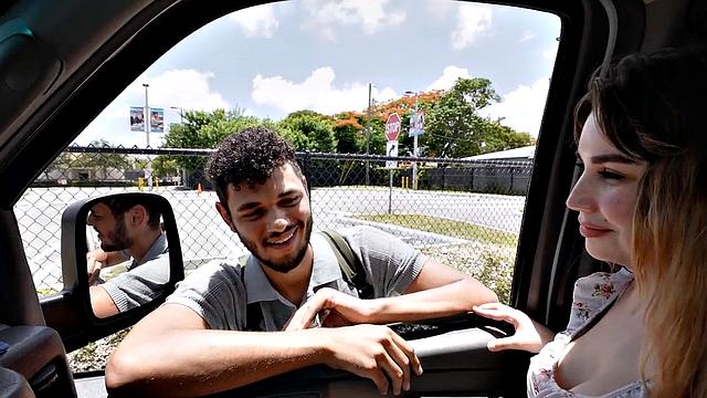 Str8 amateur stud picked up for gay sex in public outdoor van