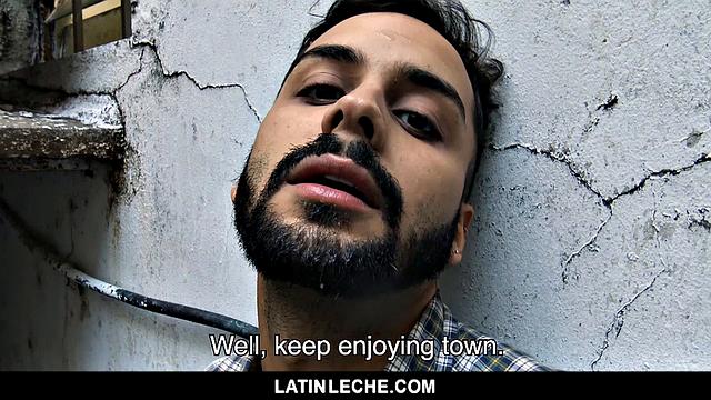 bearded venezuelan stud deep throats and gets raw fucked in the alley for cash