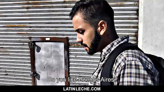 bearded venezuelan stud deep throats and gets raw fucked in the alley for cash