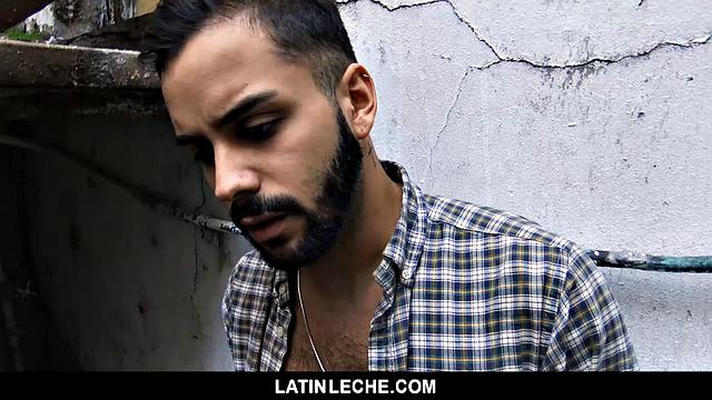 bearded venezuelan stud deep throats and gets raw fucked in the alley for cash