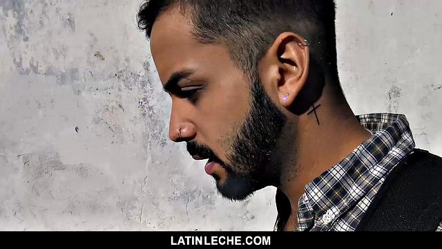 bearded venezuelan stud deep throats and gets raw fucked in the alley for cash