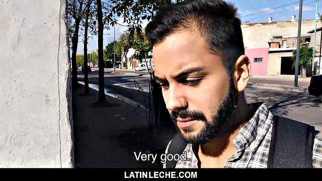 bearded venezuelan stud deep throats and gets raw fucked in the alley for cash
