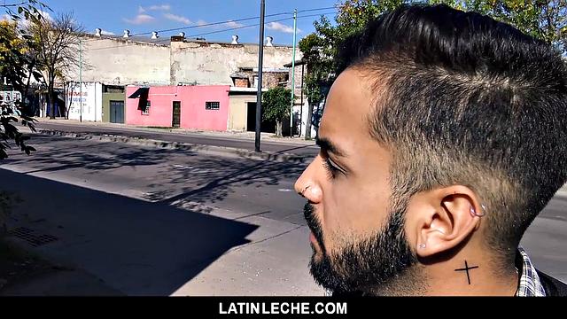 bearded venezuelan stud deep throats and gets raw fucked in the alley for cash