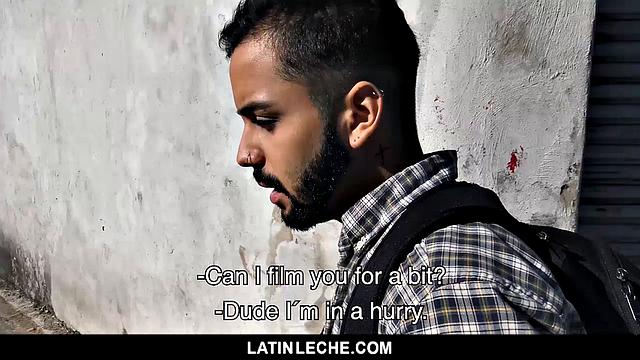 bearded venezuelan stud deep throats and gets raw fucked in the alley for cash