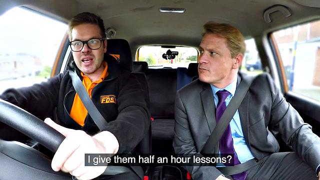 Bigtit inked babe rides in the car after enjoying oral