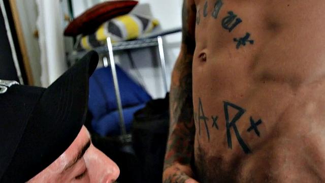 Tattooed hairy hunk drilled in anal in missionary