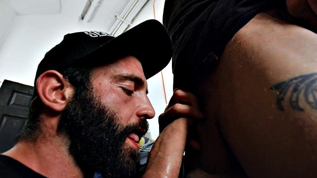 Tattooed hairy hunk drilled in anal in missionary