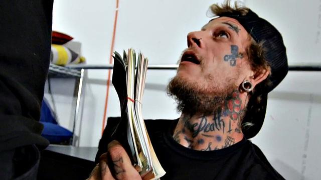 Tattooed hairy hunk drilled in anal in missionary