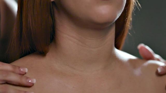 A hot red-head tattooed teen tease and lick each other's wet pussies in a sensual massage