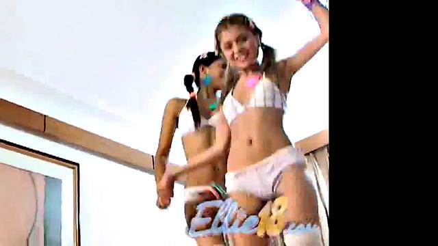 Ellie 18 with Carina 18 Licking and eating Pussy