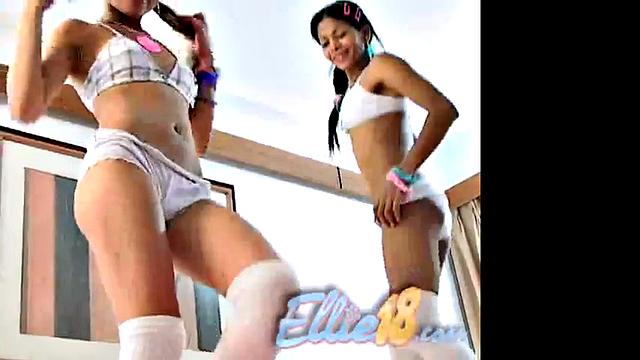 Ellie 18 with Carina 18 Licking and eating Pussy