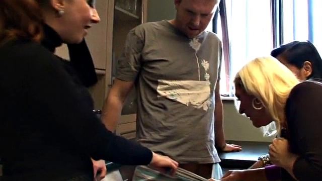 Small dick dominas teasing micro penis before jerking