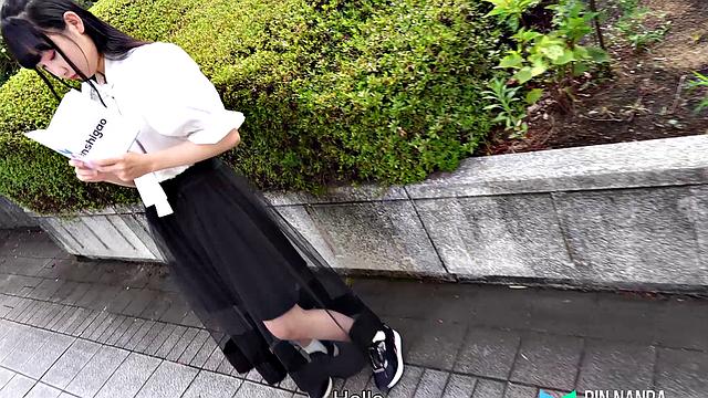 Rin Nanba comes to show her very hairy Japanese pussy