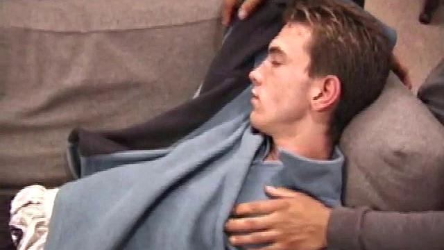 Kenny and Jordan suck each other's cock with passion. They twist and turn on the bed, unable to get enough of the other guy's dick down their throat.