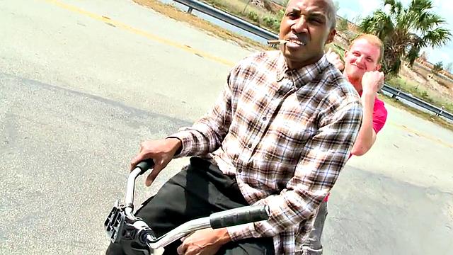 Black bottom pulled and fucked in public place