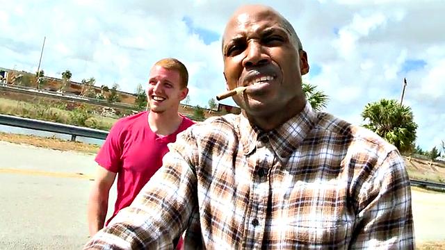 Black bottom pulled and fucked in public place