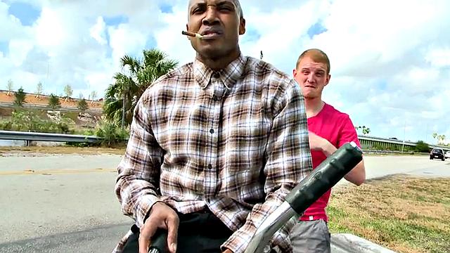 Black bottom pulled and fucked in public place