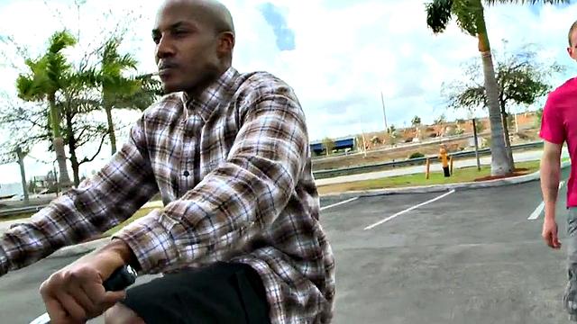 Black bottom pulled and fucked in public place