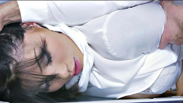 BJ secretary Asian babe pussyfucked by dominant boss