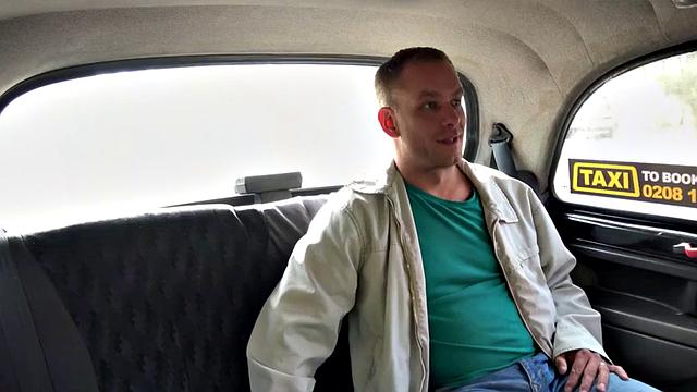 Bigboob taxi driver gets pussy licked and pounded on backseat