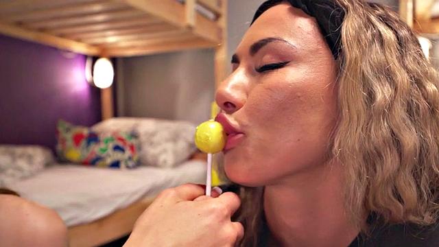 Stunning hostel dykes scissoring and pussylicking