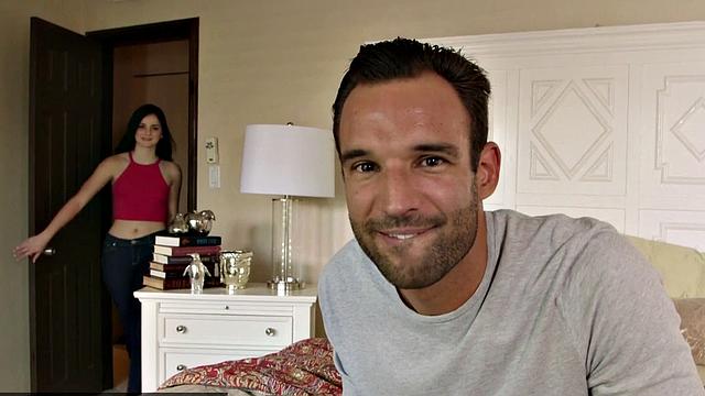 Flat, Big-Booty Teen Violet Rain Swallows and Rides