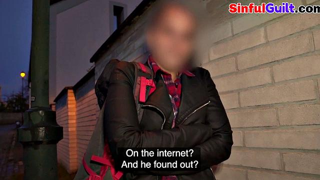 Dirty slut picked up and fucked in pussy by big cock