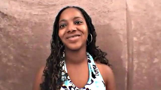 Ebony slut sucks and jerks off cock in POV