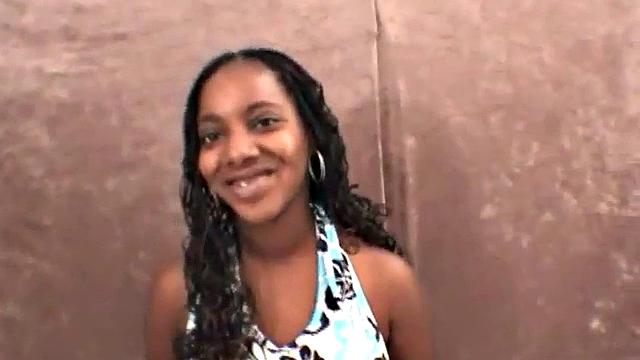 Ebony slut sucks and jerks off cock in POV