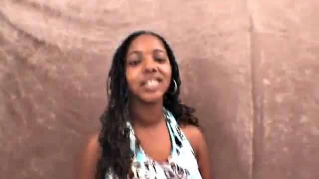 Ebony slut sucks and jerks off cock in POV