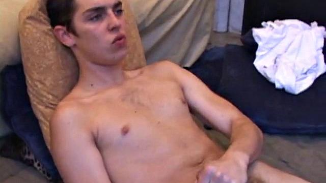 Brady Walker fondles his package, as he shows us his pre-cum stained briefs. He strokes himself, and enjoys tasting his pre-cum, before letting his handy helper take over. Brady lets himself go and enjoys the hand job.