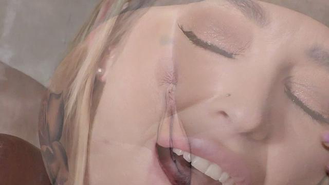 Blonde MILF with huge tits gets fingerfucked & pounded hard in reverse cowgirl position