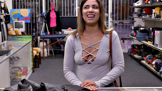 Naughty POV teen blows hard cock and gets her pussy pounded in the store