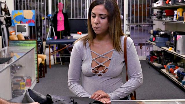 Naughty POV teen blows hard cock and gets her pussy pounded in the store