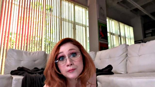 Deepthroat redhead 21yo POV sucks hard cock