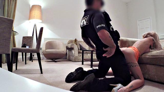 Cop in uniform nails skinny blonde in POV doggystyle frenzy