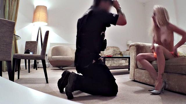 Cop in uniform nails skinny blonde in POV doggystyle frenzy