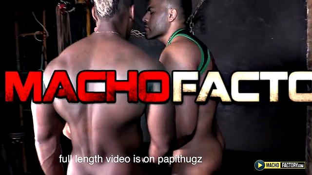 Interracial Threesome: Black Muscle Stud Fucks White Muscle Dudes