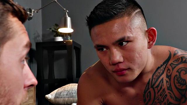 Athletic jock barebacks tattooed Asoan in ass