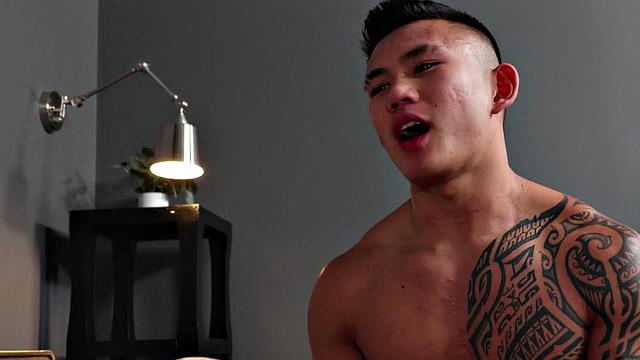 Athletic jock barebacks tattooed Asoan in ass