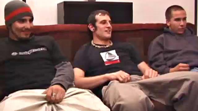 Rock Lee and Brock LaBelli claim to be heterosexual, while Torque identifies as bisexual. On the sofa, Torque gets right down to business on Rock's dick. Rock obviously finds the attention nice.