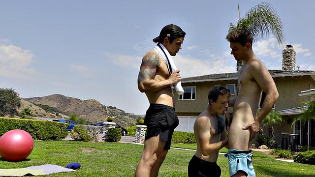 Tattooed stud barebacked in asshole at home after yoga