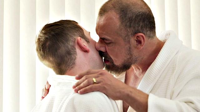 Stepson twink rimmed and toyed by mature stepdaddy